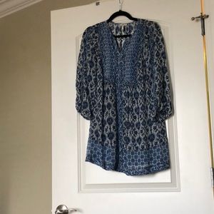 blue and white dress